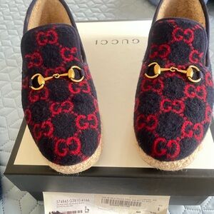 Gucci Men's Navy and Red Loafers size 8.5 Gucci 9.0 US. Like new🇮🇹